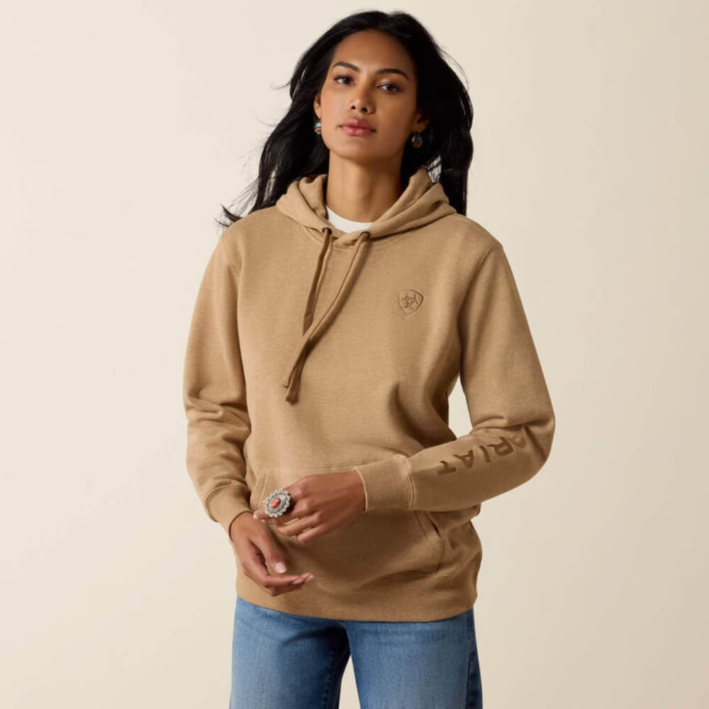 Ariat Womens Logo 2.0 Hoodie Khaki Heather - 10080603