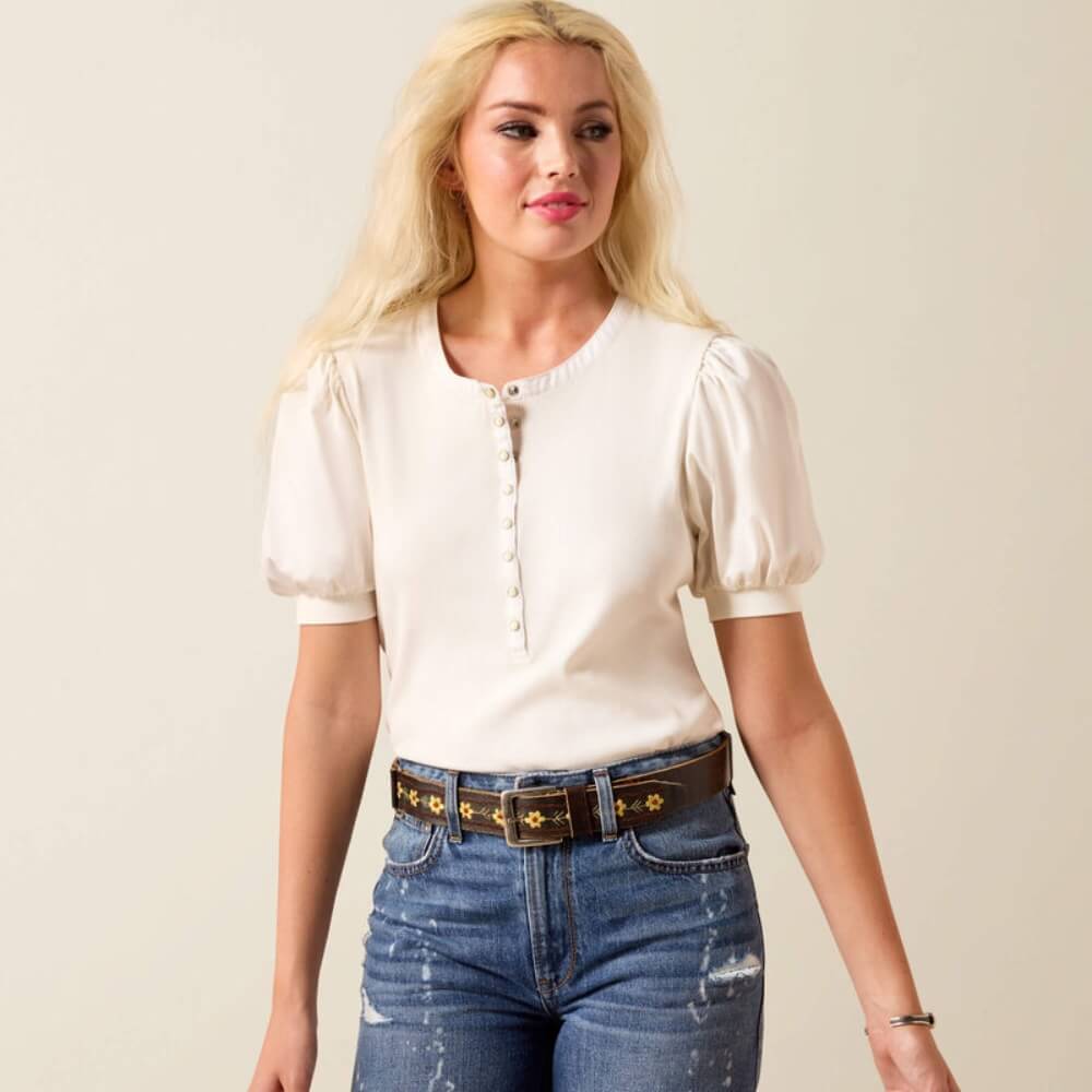 Ariat Womens Oakley Snap Blouse Cloud Dancer - 10073538