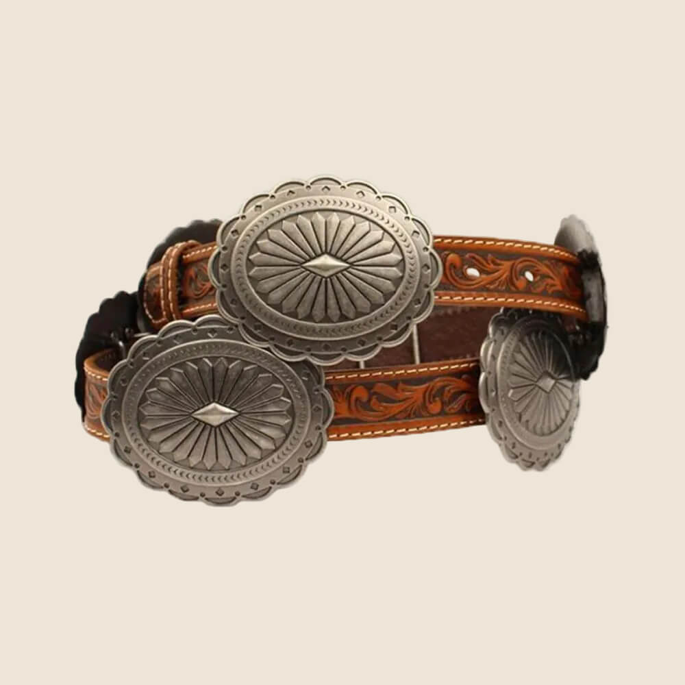 Ariat Womens Oval Floral Silver Conchos Belt - A1530508