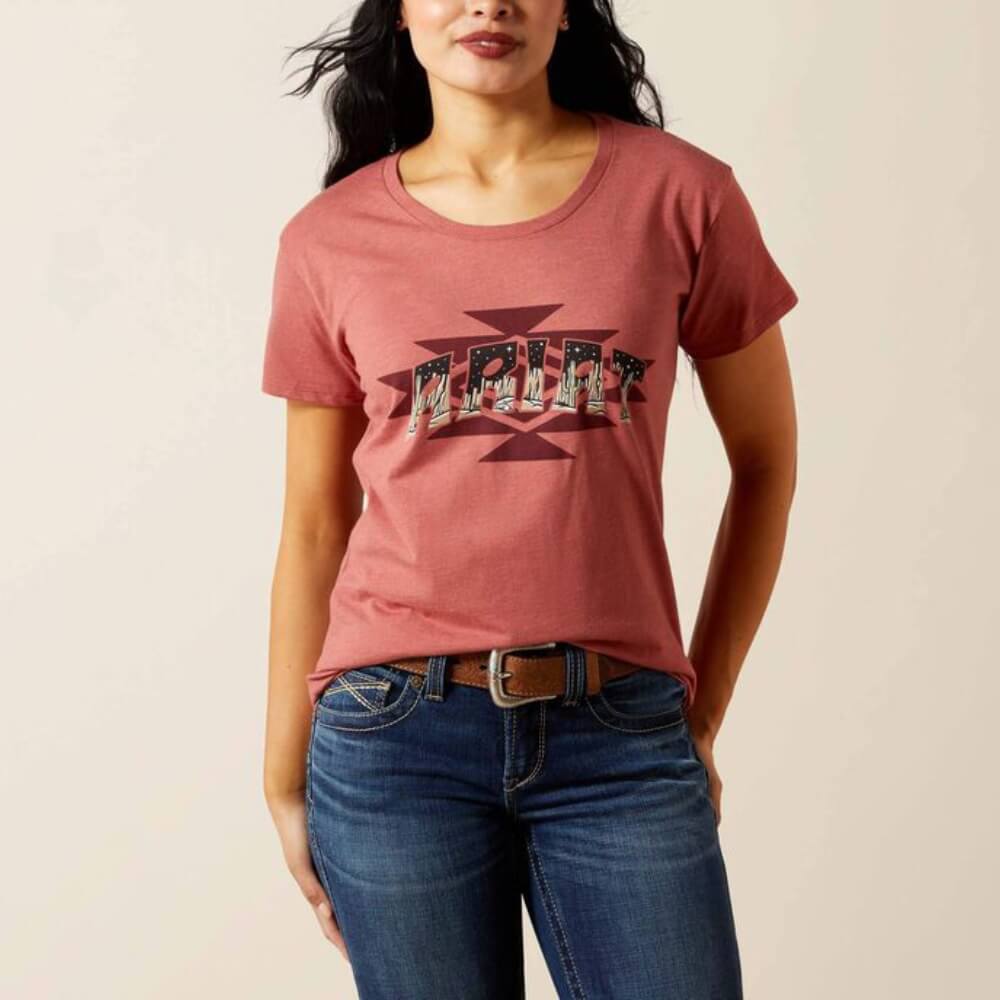 Ariat Womens SW Logo Landscape T-Shirt Red Clay Heather - 10063763