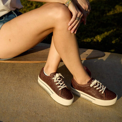 Ariat Womens Skylar Trainer Shoes Brown Floral Emboss - 10061258