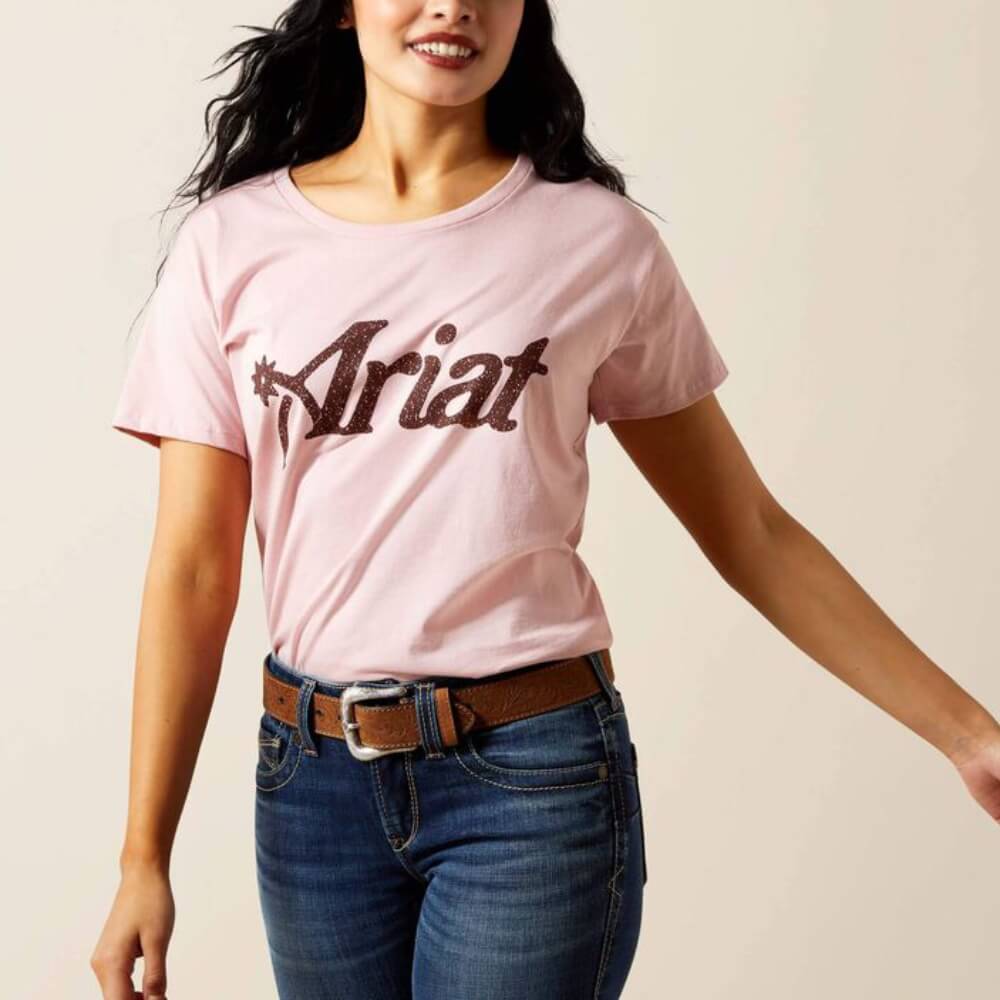 Ariat Womens Spur Script T-Shirt Dusty Pink - 10063761