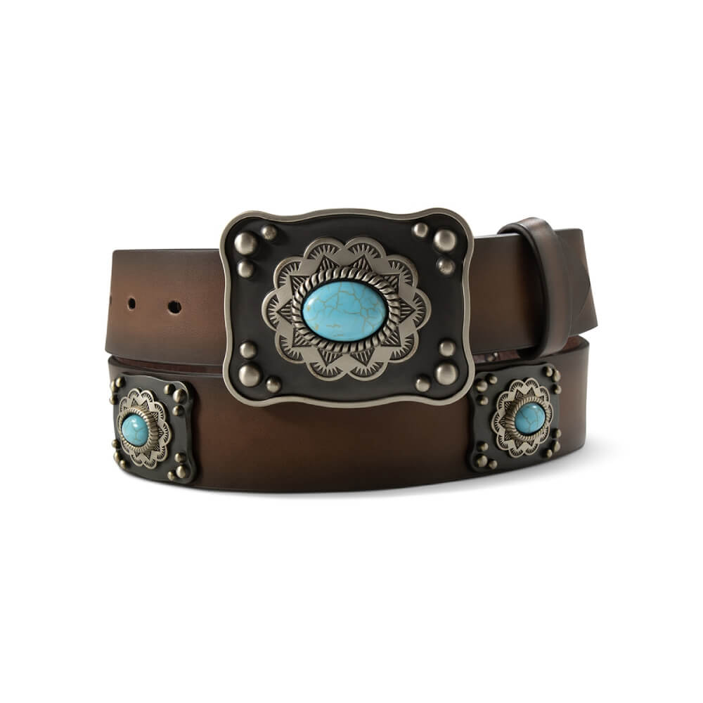 Ariat Womens Square Conchos Belt Brown