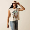 Ariat Womens Steer Skull Landscape T-Shirt Faded Ivory - 10078378