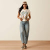 Ariat Womens Steer Skull Landscape T-Shirt Faded Ivory - 10078378