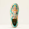 Colorful sneaker with geometric pattern on a light background