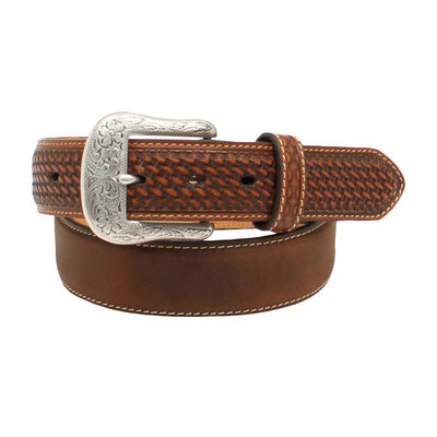 Ariat Mens Crosswoven Brown Leather Belt