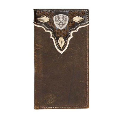 Ariat Mens Leather Checkbook Wallet