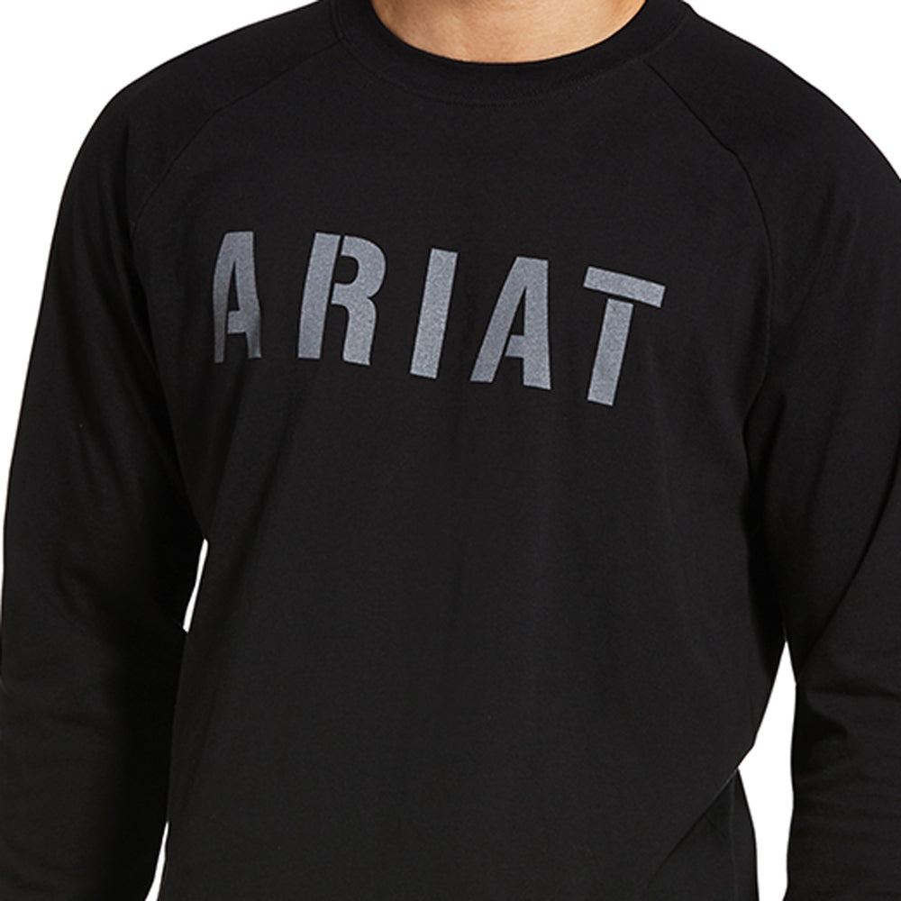 Ariat Mens Rebar Black Cotton Strong Block T-Shirt