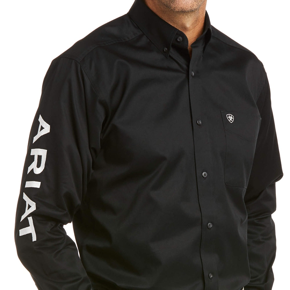 Ariat Mens Team Logo Black Twill Fitted Shirt