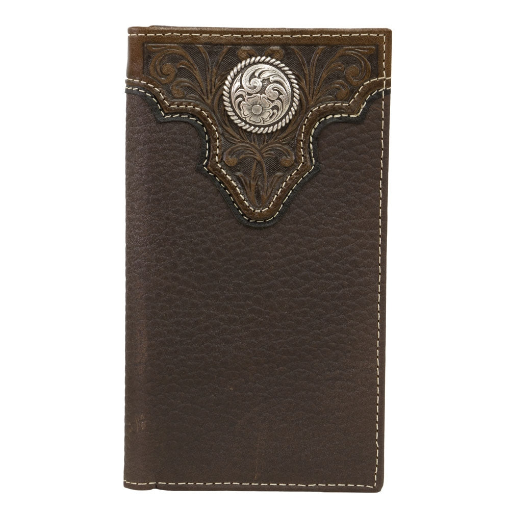 Ariat Mens Tooled Overlay Concho Leather Wallet