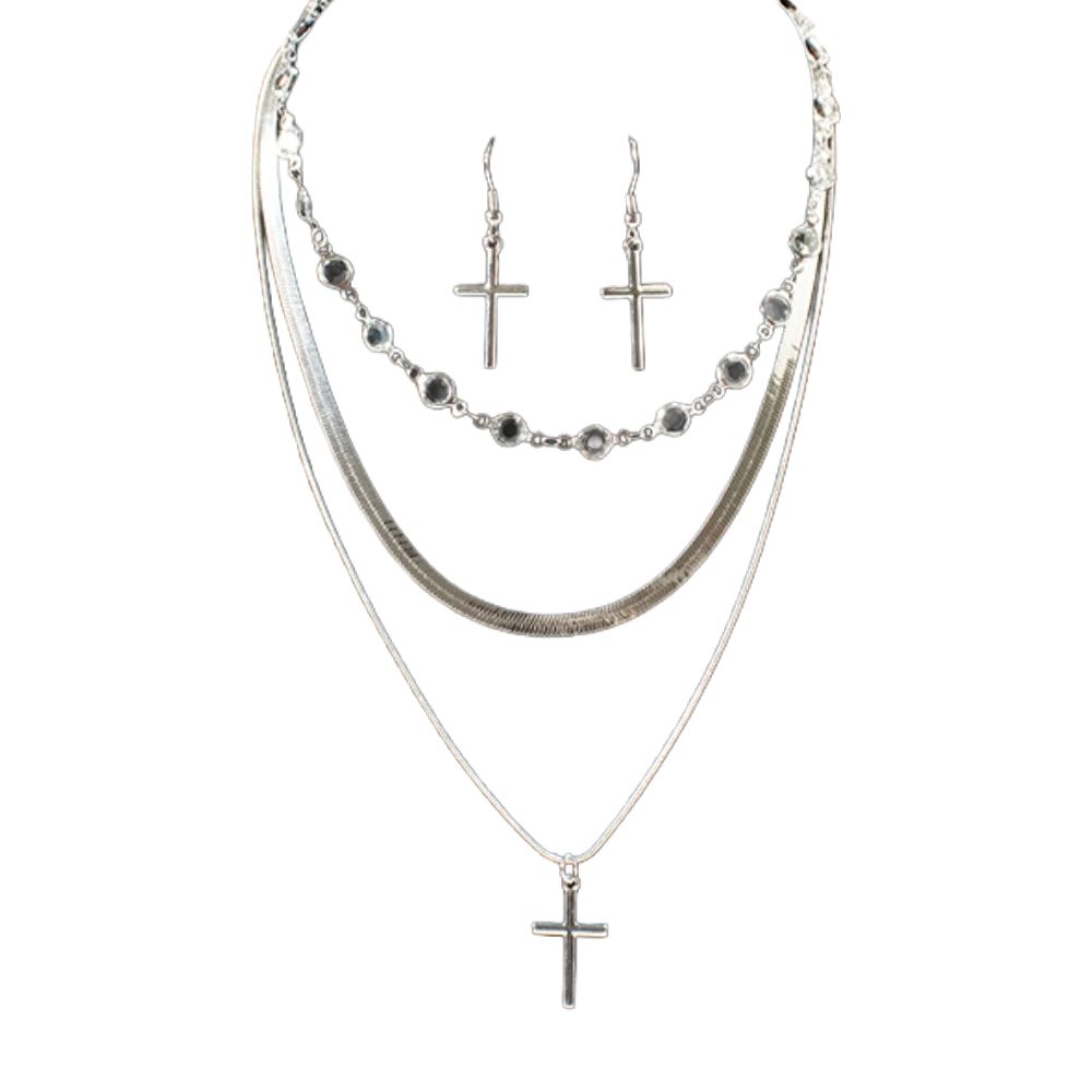 Blazin Roxx Womens Chain Cross Jewelry Set - 301000836
