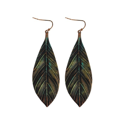 Blazin Roxx Womens Feather Patina Earrings - 30836