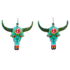 Blazin Roxx Womens Floral Cow Skull Earrings - 30949