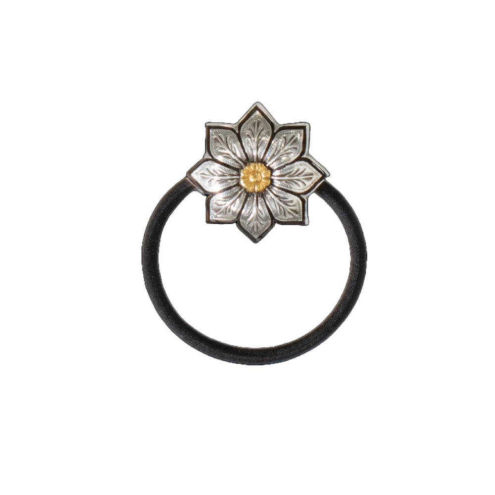 Blazin Roxx Womens Floral Engraved Silver Hair Tie - 30525