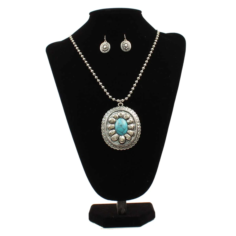 Blazin Roxx Womens Oval Necklace & Earring Set