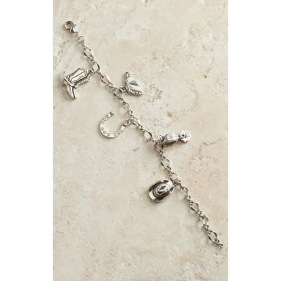 Blazin Roxx Womens Silver Charm Bracelet