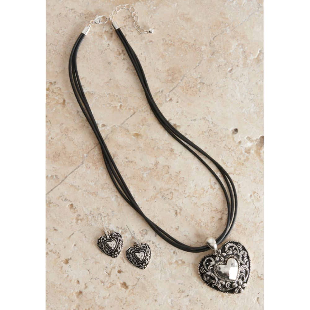 Blazin Roxx Womens Silver Heart Jewelry Set - 29433
