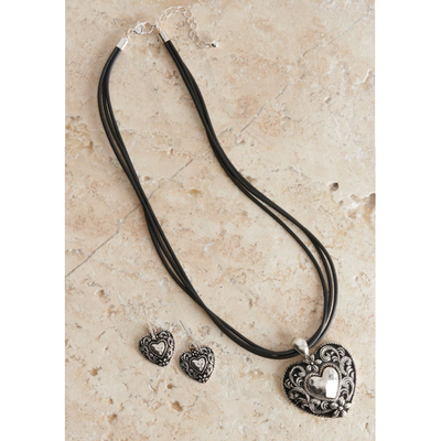 Blazin Roxx Womens Silver Heart Jewelry Set - 29433