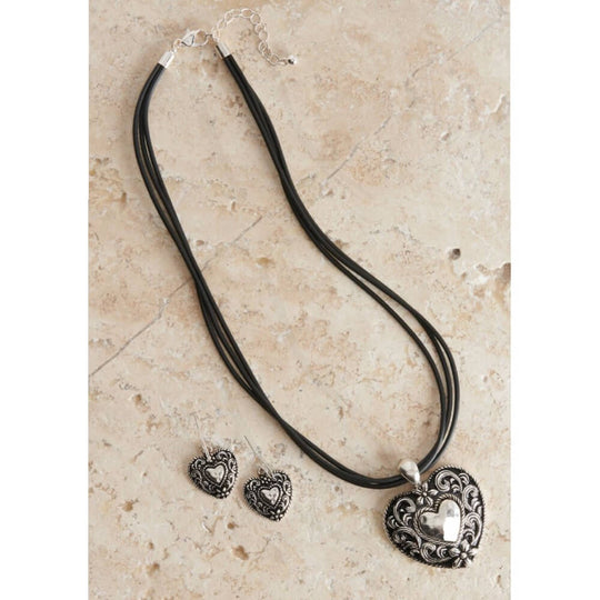 Blazin Roxx Womens Silver Heart Jewelry Set | Shop Now