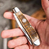 Boker Treebrand Trapper Amber Jigged Bone Knife Brown - 110890