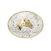 Crumrine Mens Oval Rope Edge Horse Head Belt Buckle - C01576