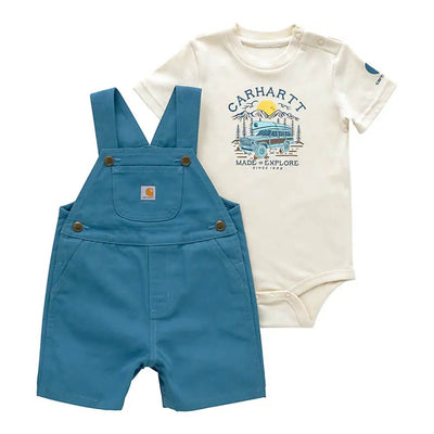 Carhartt Boys 2-Piece Teal Shortall Set