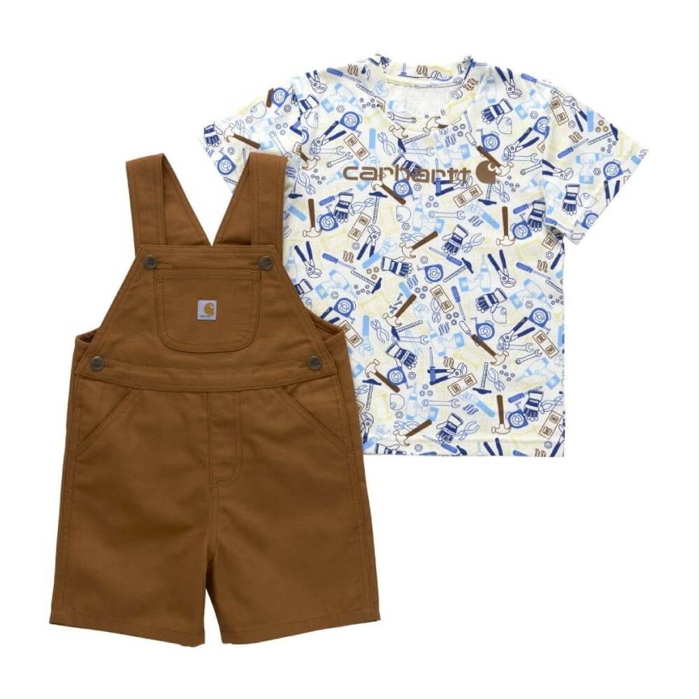 Carhartt Boys Bodysuit & Canvas Shortall Set