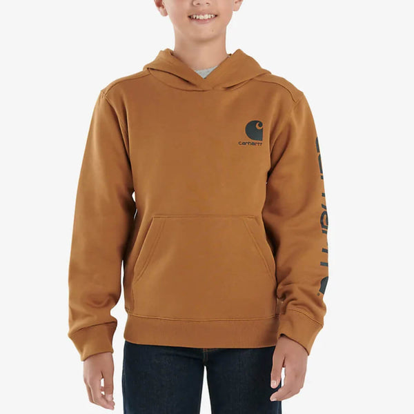 Carhartt Boys Graphic Logo Hoodie (Sizes 4 - 7) | Brown
