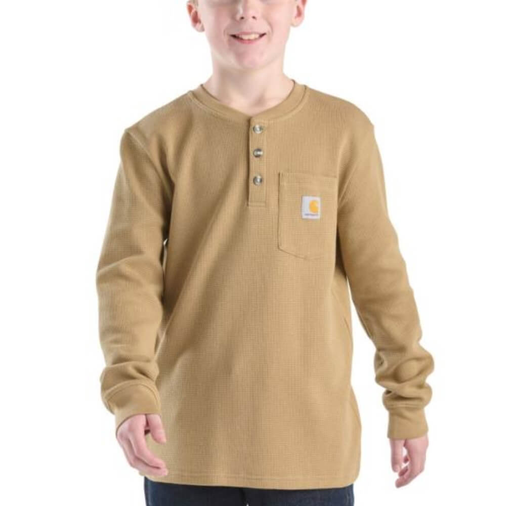 Carhartt Boys Henley Pocket T-Shirt Khaki - CA6769-CT06