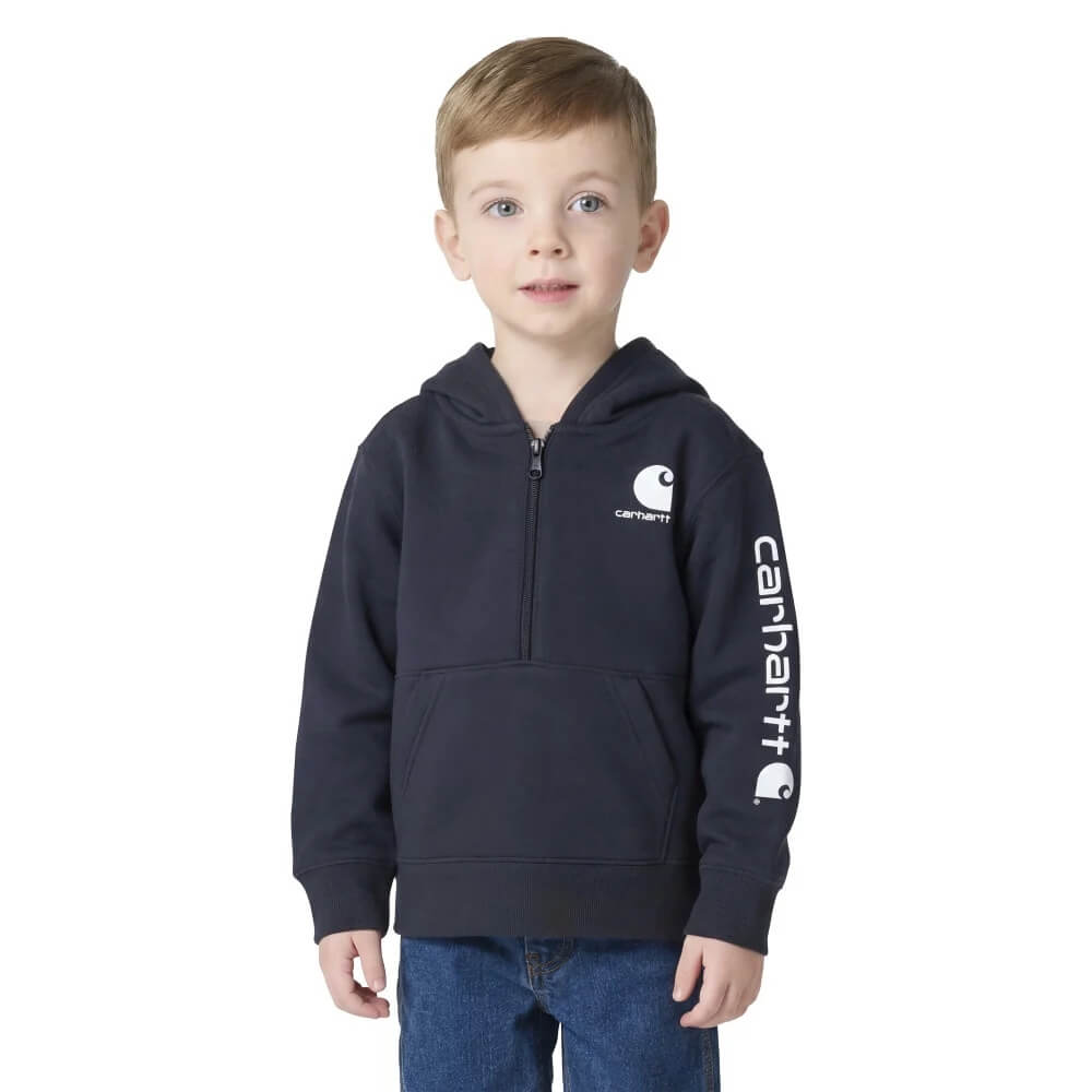 Carhartt Toddler Boys Long Sleeve Half-Zip Hooded Logo Sweatshirt Black - CA6873-K01