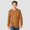 Carhartt Boys Long Sleeve Pocket Logo T-Shirt Brown (Sizes: S-XL) - CA6884-D15