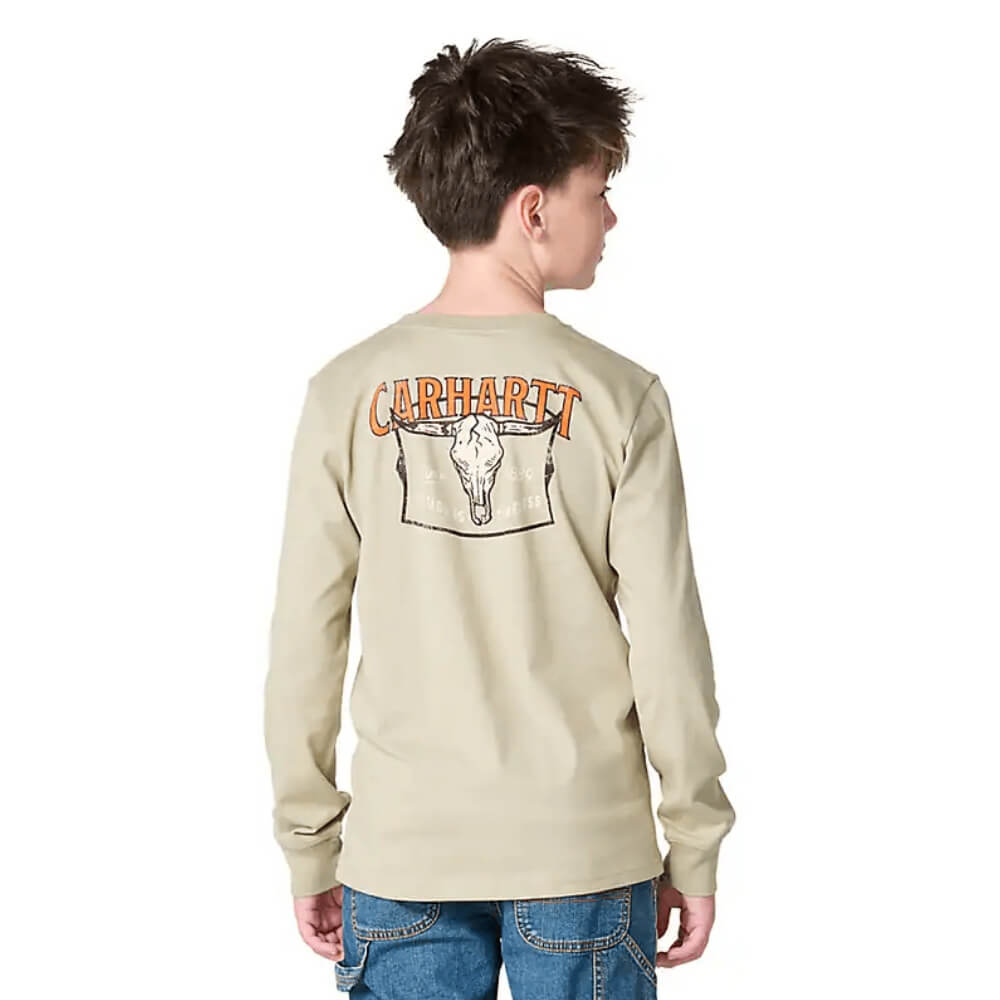Carhartt Boys Long Sleeve Skull T-Shirt Elm - CA6897-GR9