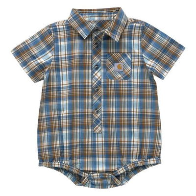 Carhartt Boys Plaid Woven Short Sleeve Bodysuit