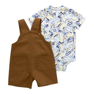 Carhartt Boys Printed Bodysuit and Canvas Shortall Set