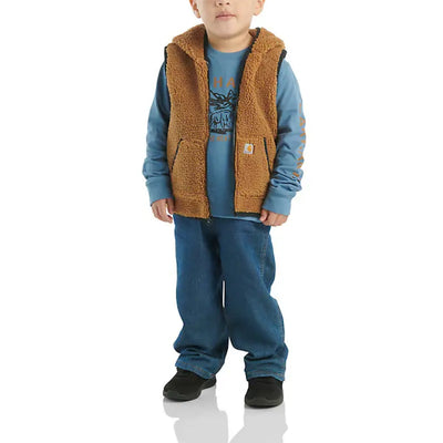 Carhartt Boys T-Shirt Sherpa Vest Denim Printed Set