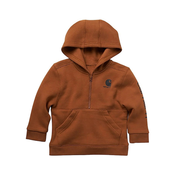 Carhartt Boys Toddler Long Sleeve Half Zip Hoodie | Brown