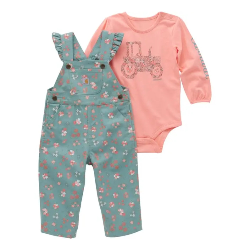 Carhartt Girls Bodysuit and Overall Set 