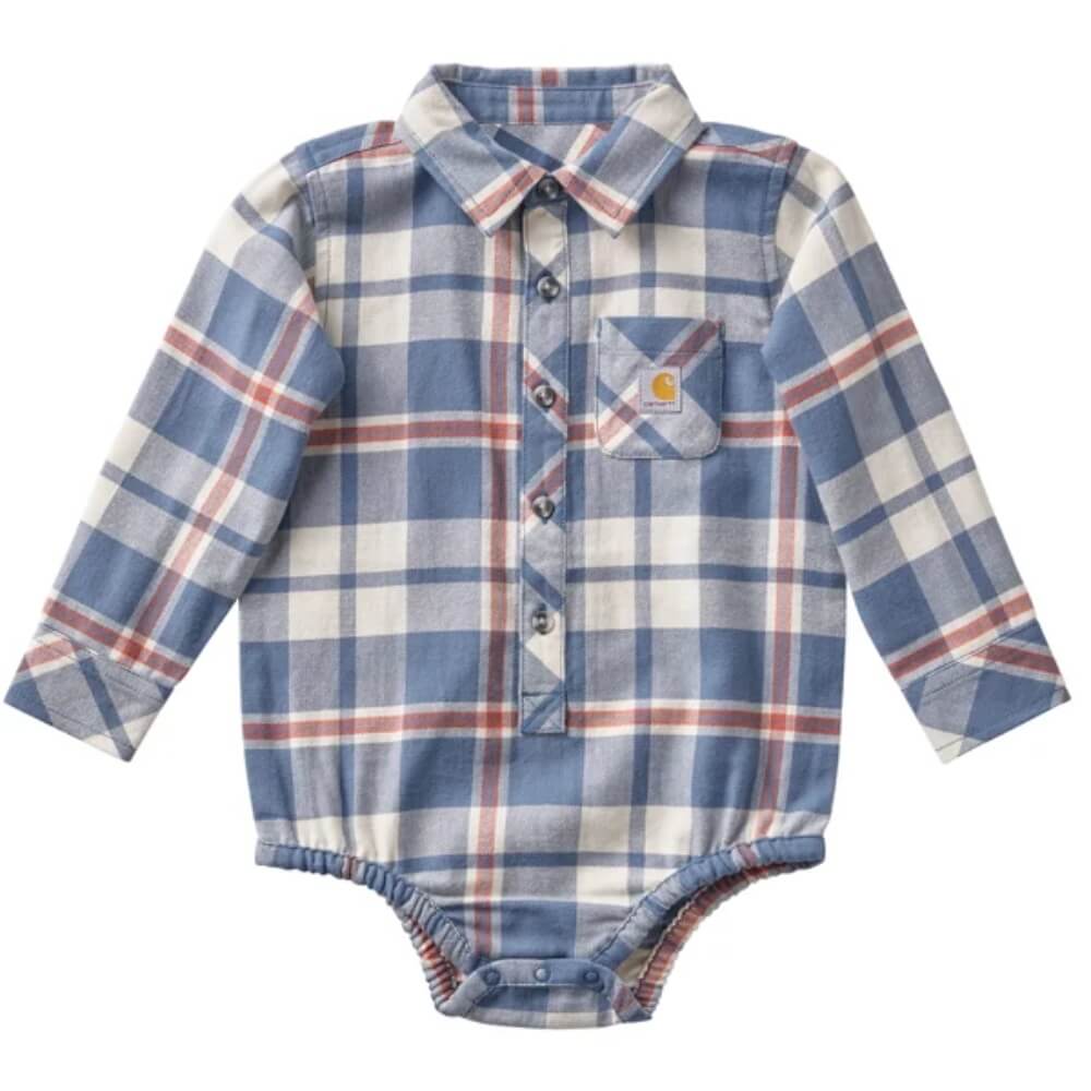 Carhartt Infant Boys Long Sleeve Flannel Onesie China Blue - CE8216-EC2
