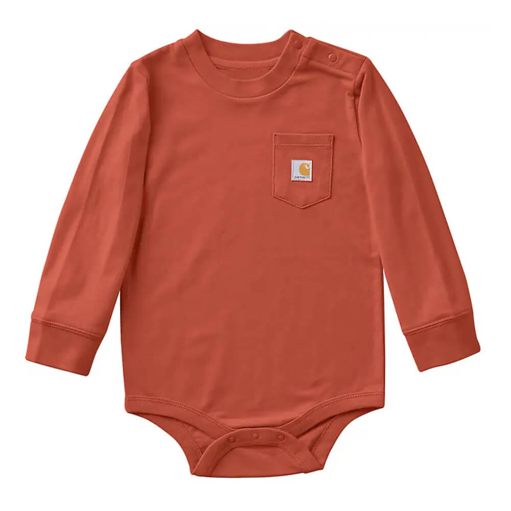 Carhartt Infant Boys Long Sleeve Pocket Onesie Homestead Red - CA5026-RG0