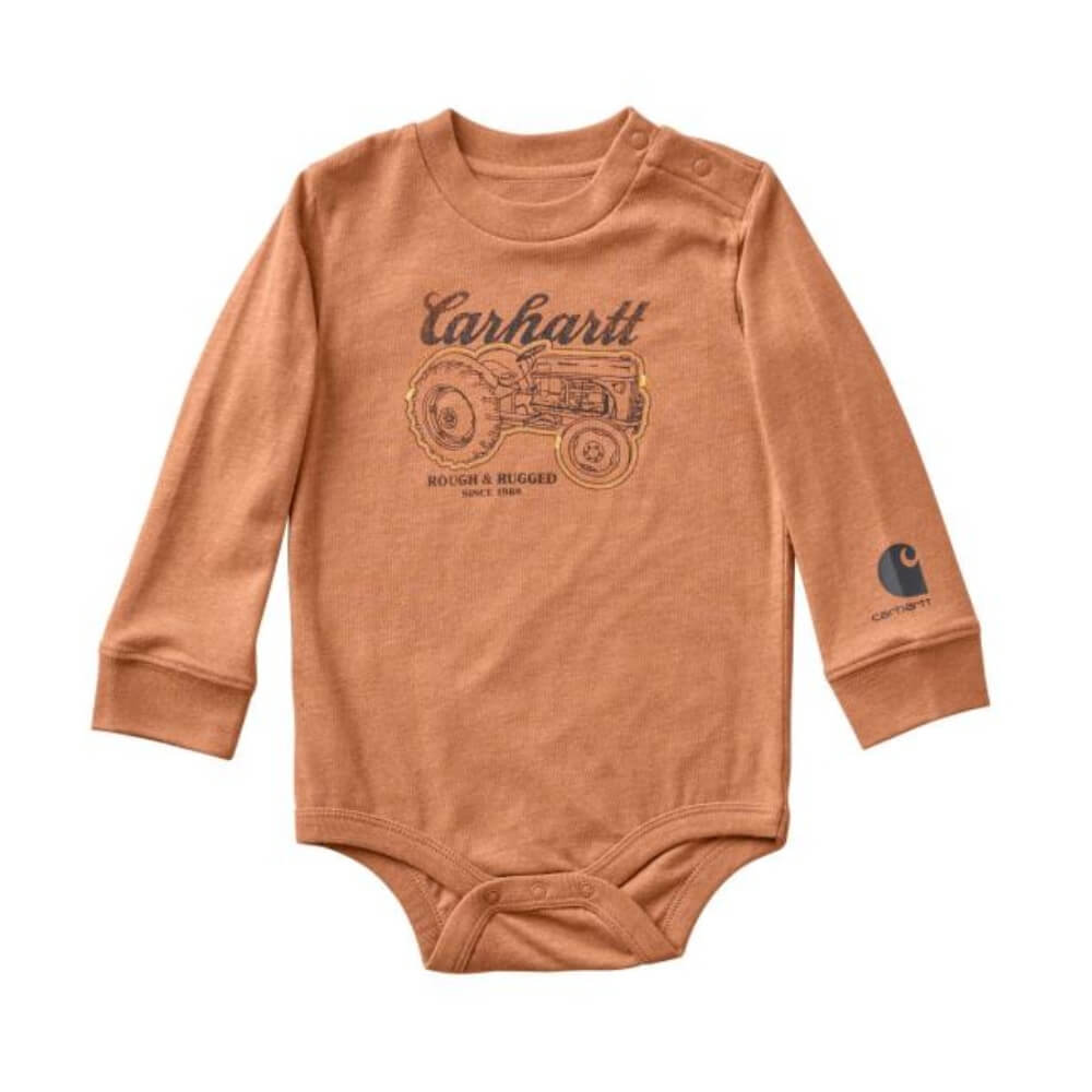 Carhartt Infant Boys Long-Sleeve Tractor Onesie Brown Heather - CA6858-D15H