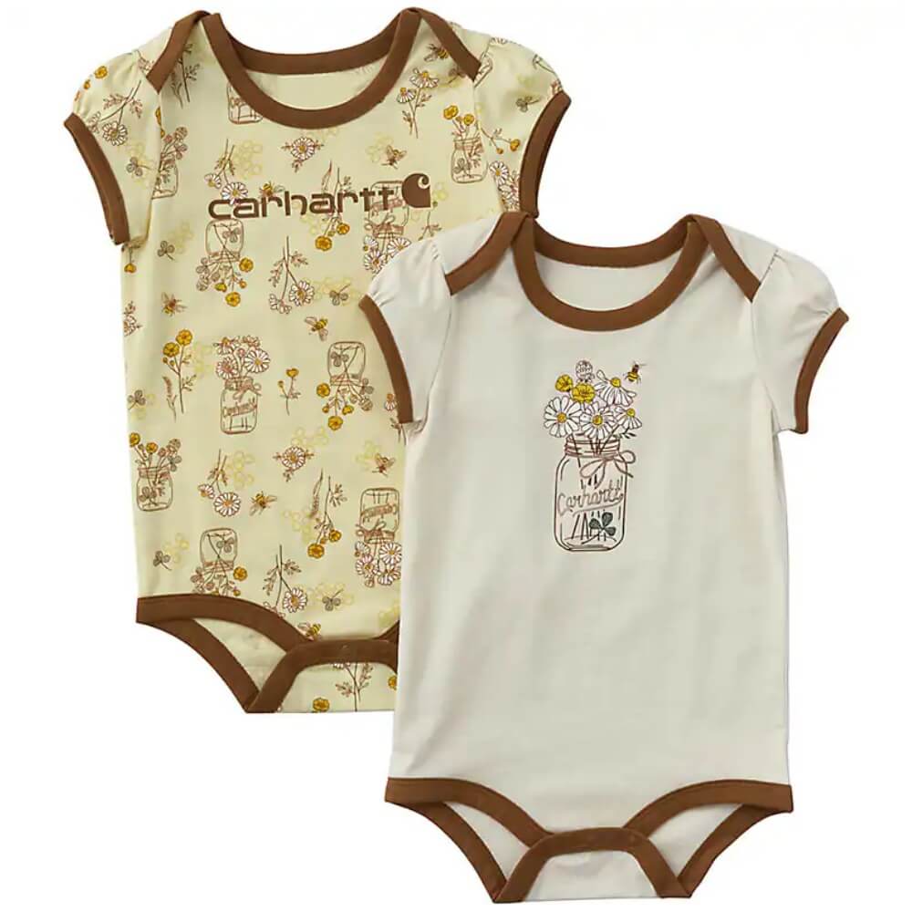 Carhartt Infant Girls 2-Piece Short Sleeve Bee Print Onesie Set Chalk - CG9962-CA35