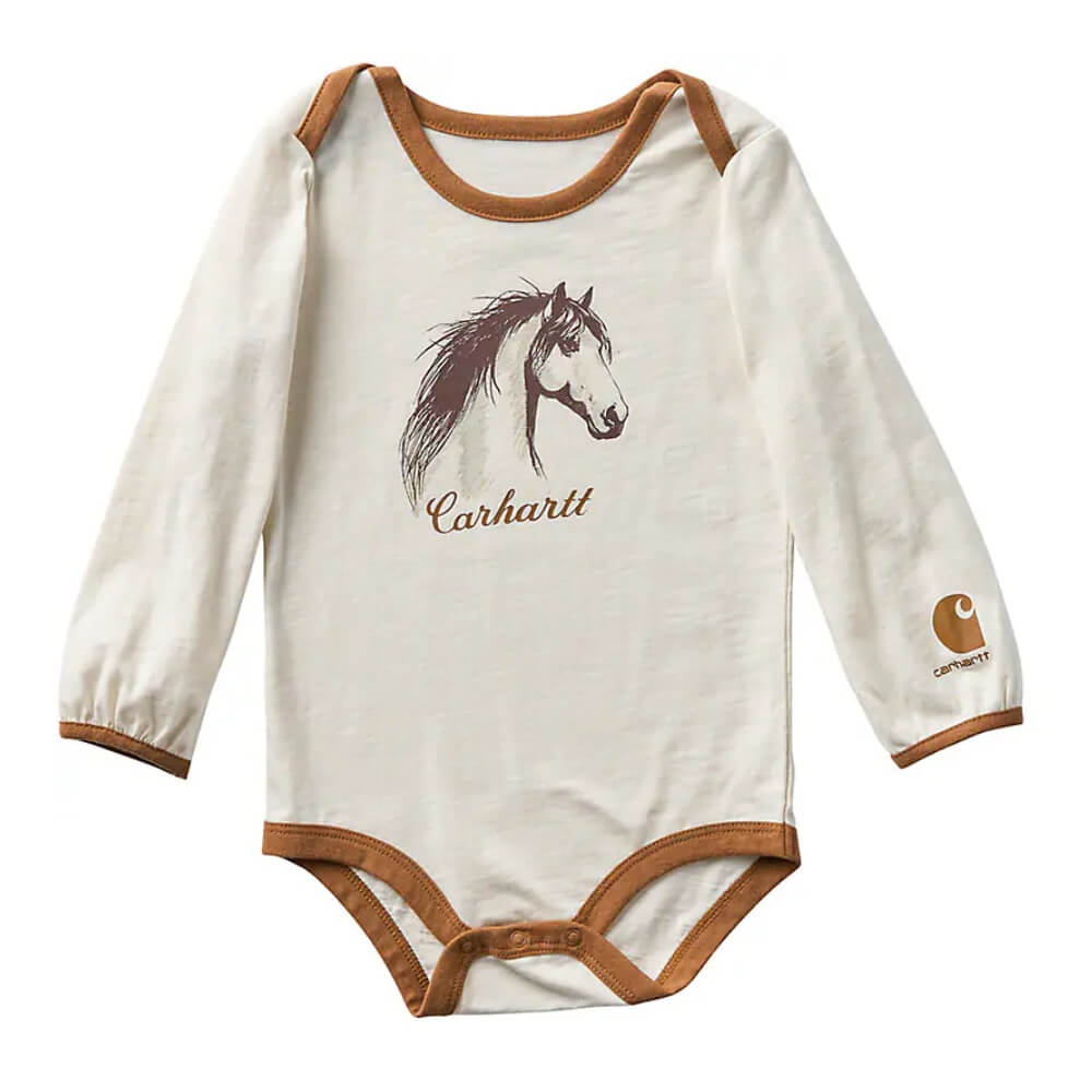 Carhartt Infant Girls Long Sleeve Horse Onesie Chalk - CA7231-CA35