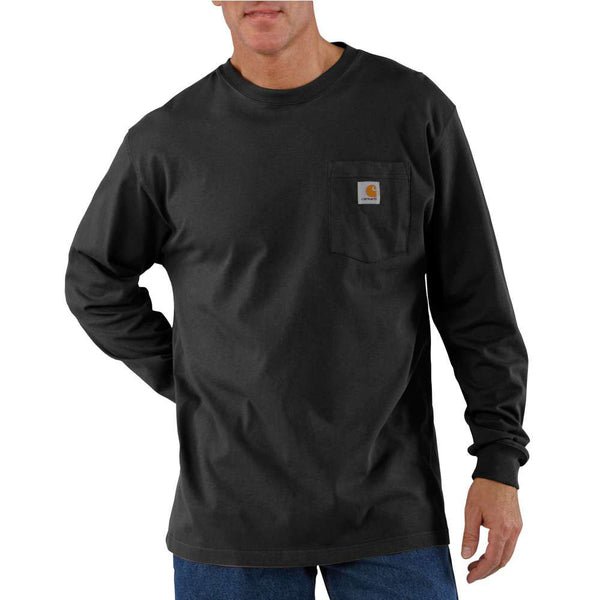 Carhartt Mens Tall Large Black Long Sleeve Pocket T-Shirt