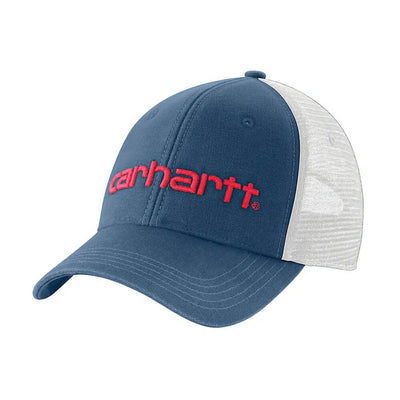 Carhartt Mens Canvas Mesh-Back Logo Cap Deep Ocean