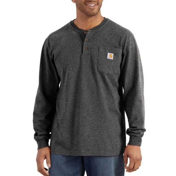 Carhartt Mens Long-Sleeve Work T-Shirt | Carbon | Buttons