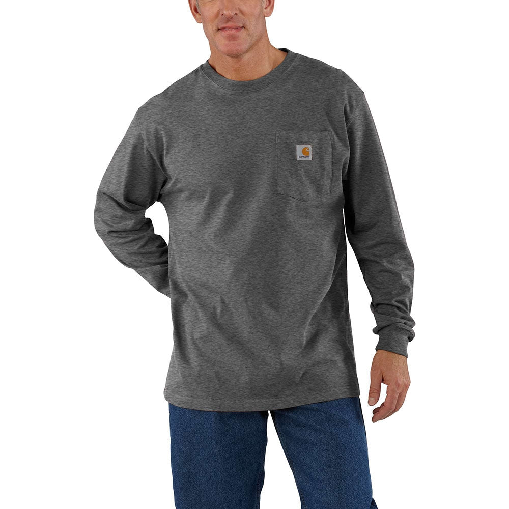 Carhartt Mens Carbon Heather Long-Sleeve Work T-Shirt - K126-CRH