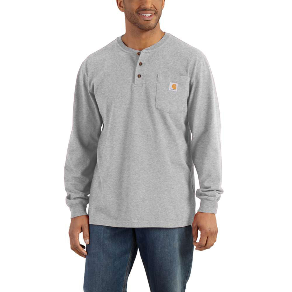Carhartt Mens Cotton Long Sleeve Knit Henley Work T-Shirt