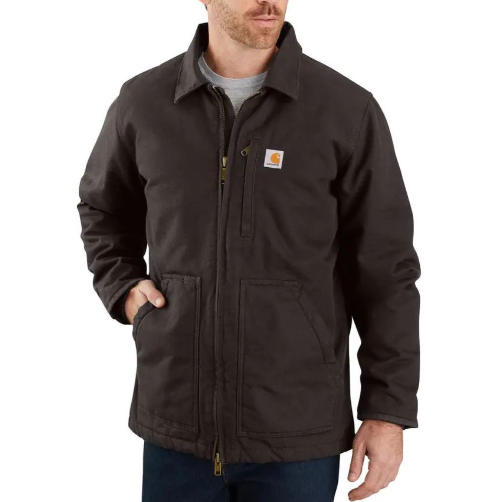 Carhartt Mens Cotton loose Fit Washed Duck Sherpa Lined Work Jacket - 104293-DKB
