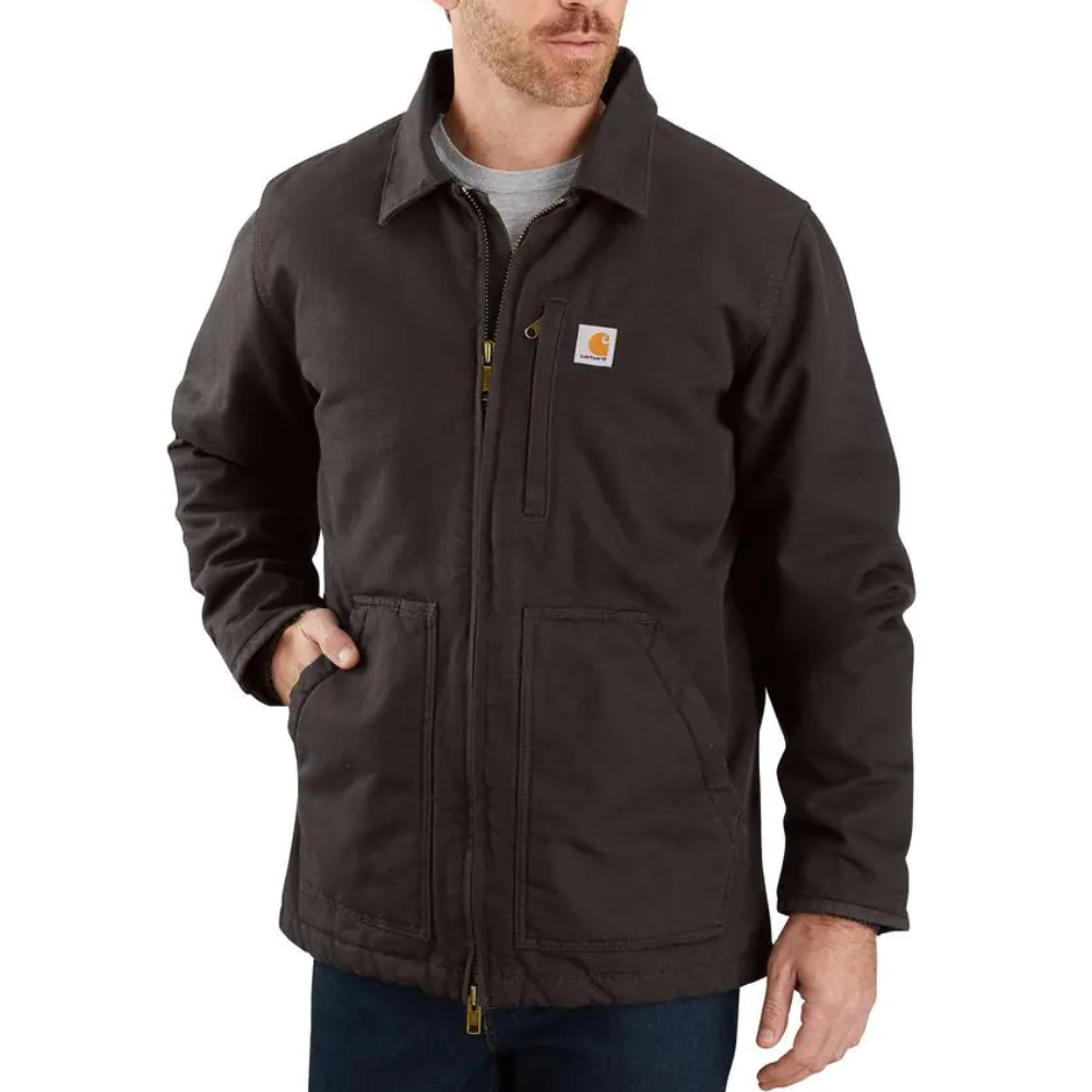 Carhartt Mens Cotton loose Fit Washed Duck Sherpa Lined Work Jacket - 104293-DKB